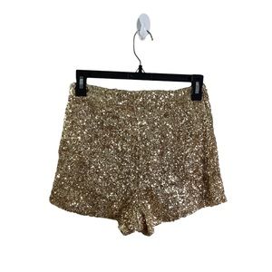 L’ATISTE Sequined Gold High Rise Shorts